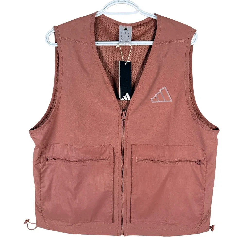 Adidas Woven Vest Mens M Warm Clay Full Zip Utility JN9335 Gorpcore NEW